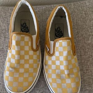 Vans Kids Slip-On Sneakers in Yellow and White Checkerboard